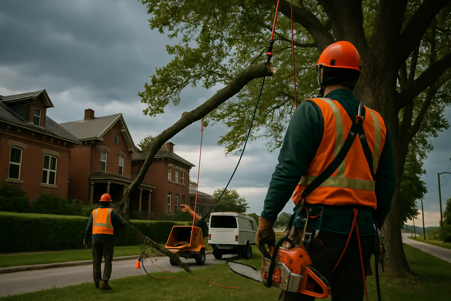 Mature residential trees lining a street in Concordia, Missouri